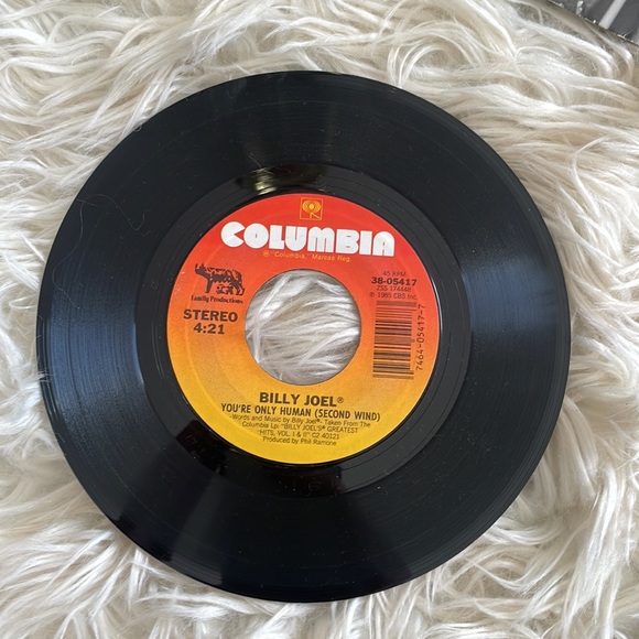 Vtg Billy Joel you’re only human second wind 45 small record in paper sleeve - Picture 8 of 17